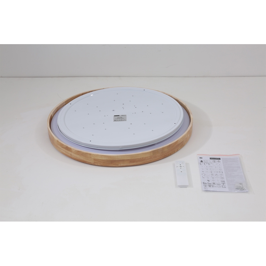 Brilagi - LED Stmívatatelné stropní svítidlo WOODROUND LED/40W/230V 3000-6000K pr. 60 cm dřevo CRI 90 + dálkové ovládání