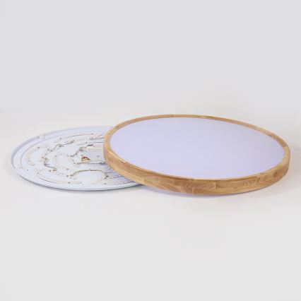 Brilagi - LED Stmívatelné stropní svítidlo WOODROUND LED/70W/230V 3000-6000K pr. 80 cm dřevo CRI 90 + dálkové ovládání