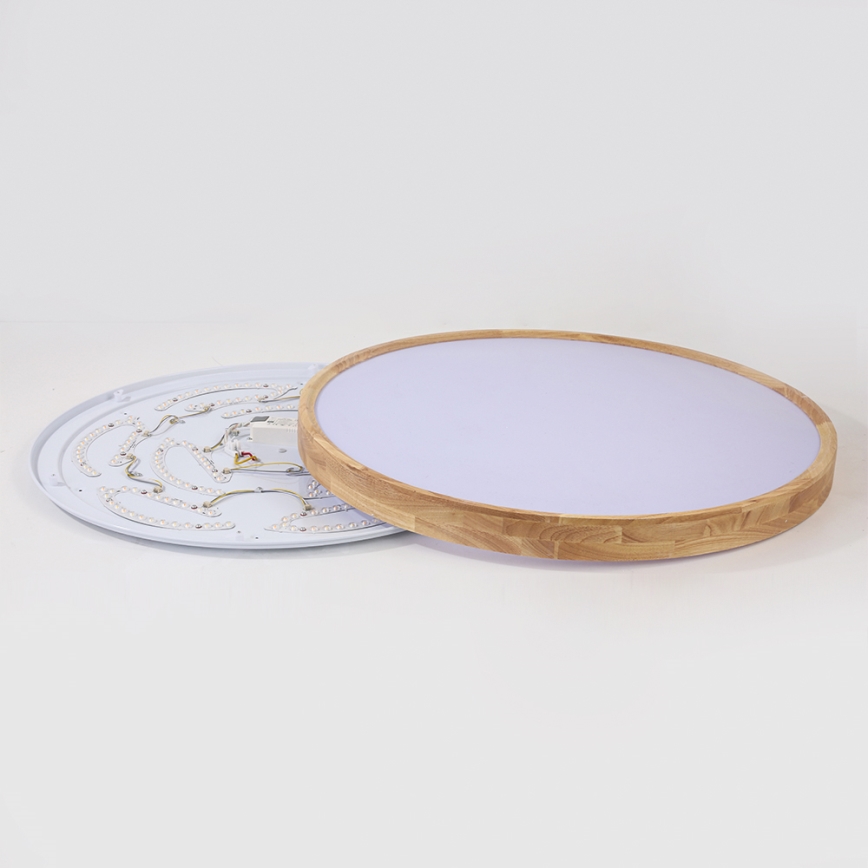 Brilagi - LED Stmívatelné stropní svítidlo WOODROUND LED/70W/230V 3000-6000K pr. 80 cm dřevo CRI 90 + dálkové ovládání