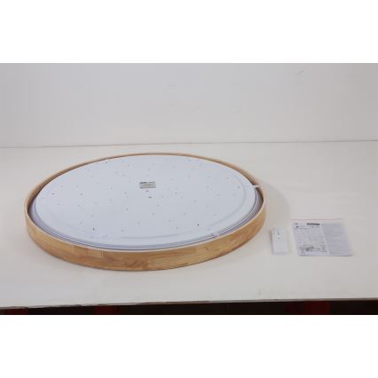 Brilagi - LED Stmívatelné stropní svítidlo WOODROUND LED/70W/230V 3000-6000K pr. 80 cm dřevo CRI 90 + dálkové ovládání