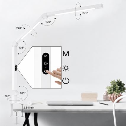 Brilagi - LED Stmívatelná dotyková flexibilní stolní lampa VARIO LED/12W/230V 3000/4000/5000/6500K CRI 92 bílá
