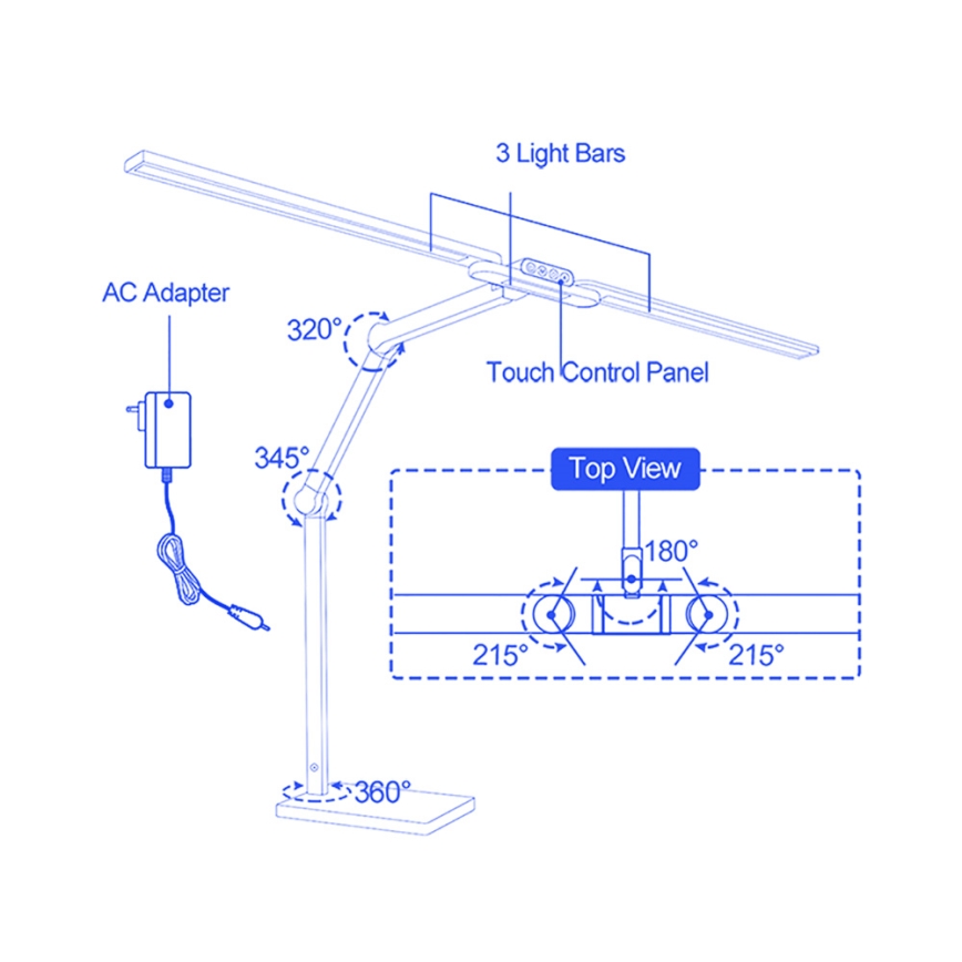 Brilagi - LED Stmívatelná dotyková stolní lampa VARIO LED/24W/230V 3000-6500K CRI 92 černá