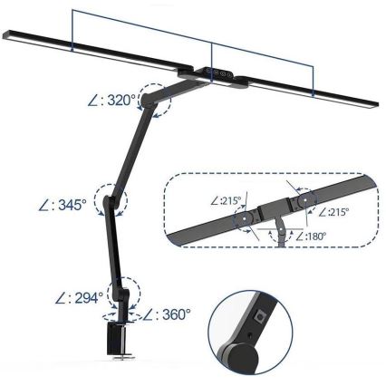 Brilagi - LED Stmívatelná dotyková flexibilní stolní lampa VARIO LED/24W/230V 3000-6500K CRI 92 černá