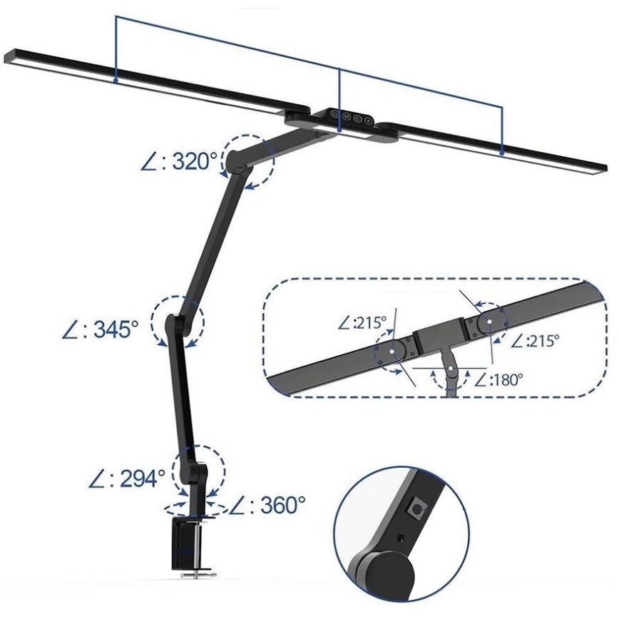 Brilagi - LED Stmívatelná dotyková flexibilní stolní lampa VARIO LED/24W/230V 3000-6500K CRI 92 černá