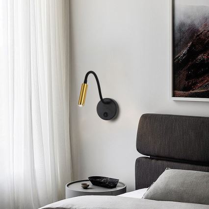 Brilagi - LED Stmívatelná flexibilní nástěnná lampa MAYA 1xG9/4W/230V černá/zlatá 2700-6500K Wi-Fi Tuya