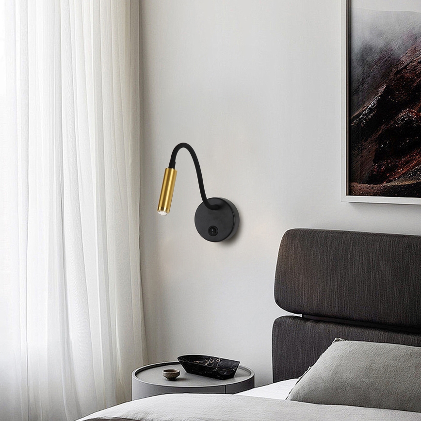 Brilagi - LED Stmívatelná flexibilní nástěnná lampa MAYA 1xG9/4W/230V černá/zlatá 2700-6500K Wi-Fi Tuya