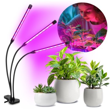 Brilagi - LED Stmívatelná flexibilní stolní lampa s klipem pro pěstování rostlin VITABLOOM 3xLED/10W/230V černá