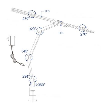 Brilagi - LED Stmívatelná flexibilní stolní lampa VARIO LED/24W/230V 3000-6500K CRI 92 černá