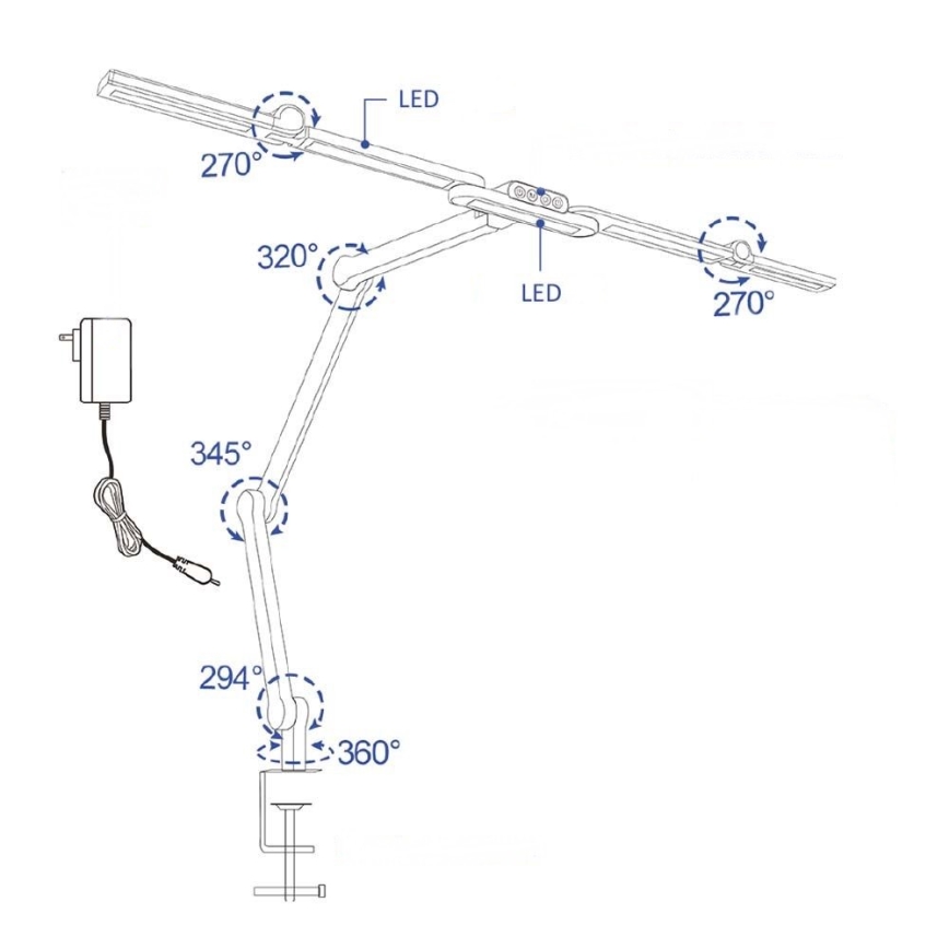 Brilagi - LED Stmívatelná flexibilní stolní lampa VARIO LED/24W/230V 3000-6500K CRI 92 černá