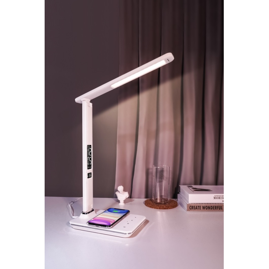 Brilagi - LED Stmívatelná stolní lampa s bezdrátovým nabíjením QI a USB REGINA LED/8,5W/230V bílá