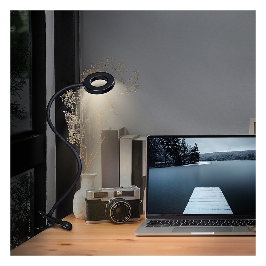 Brilagi -LED Stmívatelná lampa s klipem ORBELA LED/8W/5V 3000/4000/5000K černá