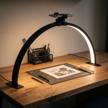 BRILAGI - LED Stmívatelná modelářská oblouková stolní lampa s držákem RADIO LED/25W/24/230V 3000/4000/6500K černá