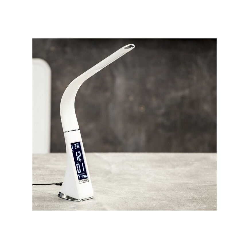 Brilagi - LED Stmívatelná stolní lampa s displejem PELLE LED/7W/230V bílá