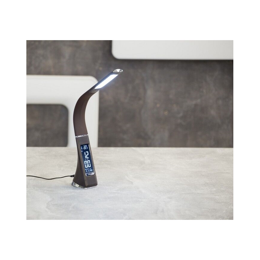 Brilagi - LED Stmívatelná stolní lampa s displejem PELLE LED/7W/230V hnědá