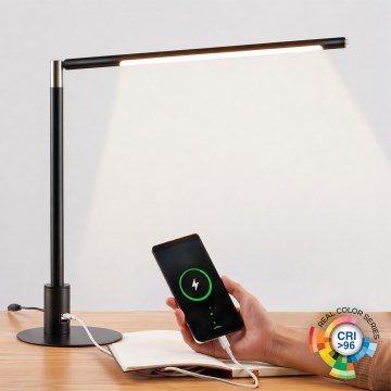 BRILAGI - LED Stmívatelná stolní lampa s USB porty VARIO LED/7W/230V 3000-6500K CRI 96 černá