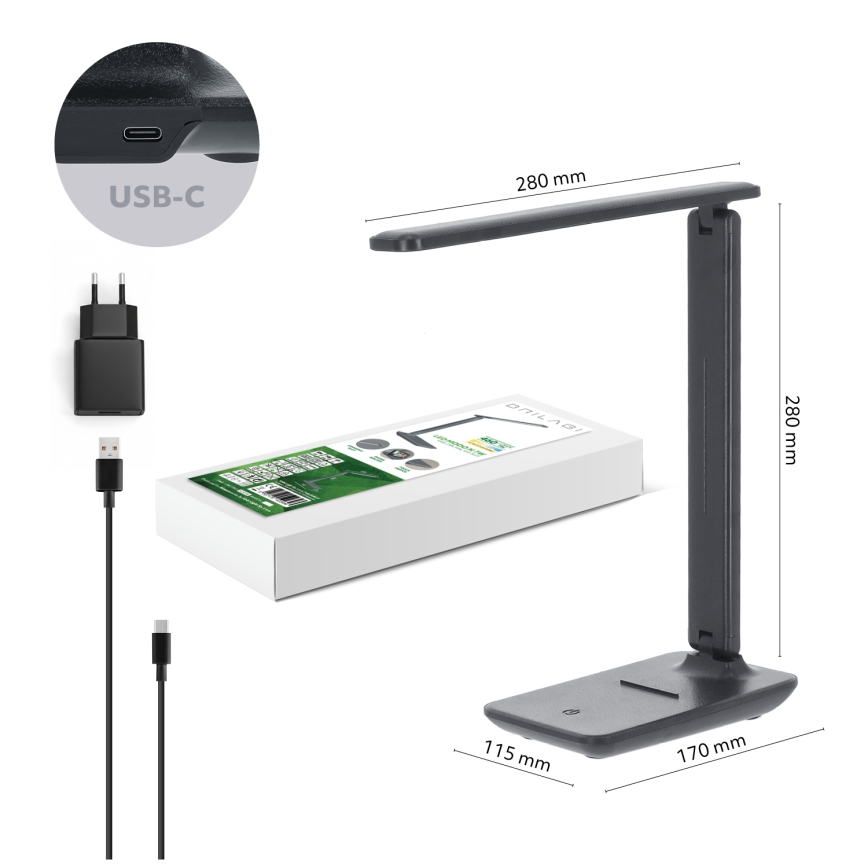 Brilagi - LED Stmívatelná stolní lampa VARIO LED/7W/230V 3000/4000/6500K antracit