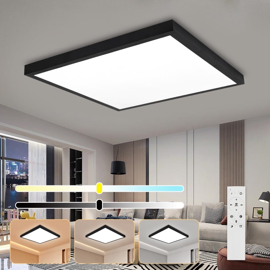 Brilagi - LED Stmívatelné koupelnové stropní svítidlo FRAME SMART LED/50W/230V 60x60 cm 3000-6000K IP44 černá + dálkové ovládání