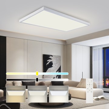 Brilagi - LED Stmívatelné koupelnové stropní svítidlo FRAME SMART LED/96W/230V 120x60 cm 3000-6000K IP44 bílá + dálkové ovládání