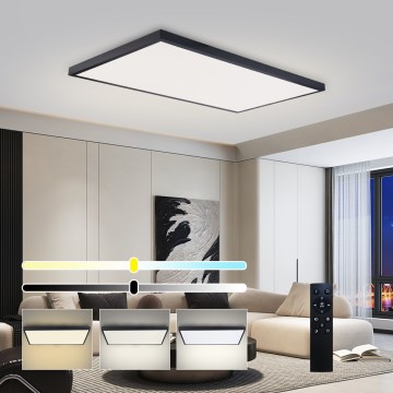 Brilagi - LED Stmívatelné koupelnové stropní svítidlo FRAME SMART LED/96W/230V 120x60 cm 3000-6000K IP44 černá + dálkové ovládání