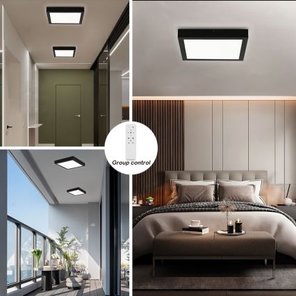 Brilagi - LED Stmívatelné koupelnové stropní svítidlo FRAME SMART LED/24W/230V 30x30 cm 3000-6000K IP44 černá + dálkové ovládání