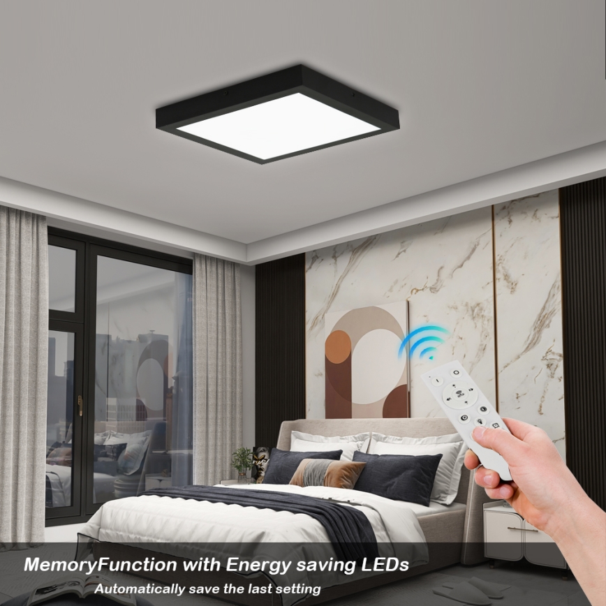 Brilagi - LED Stmívatelné koupelnové stropní svítidlo FRAME SMART LED/24W/230V 30x30 cm 3000-6000K IP44 černá + dálkové ovládání