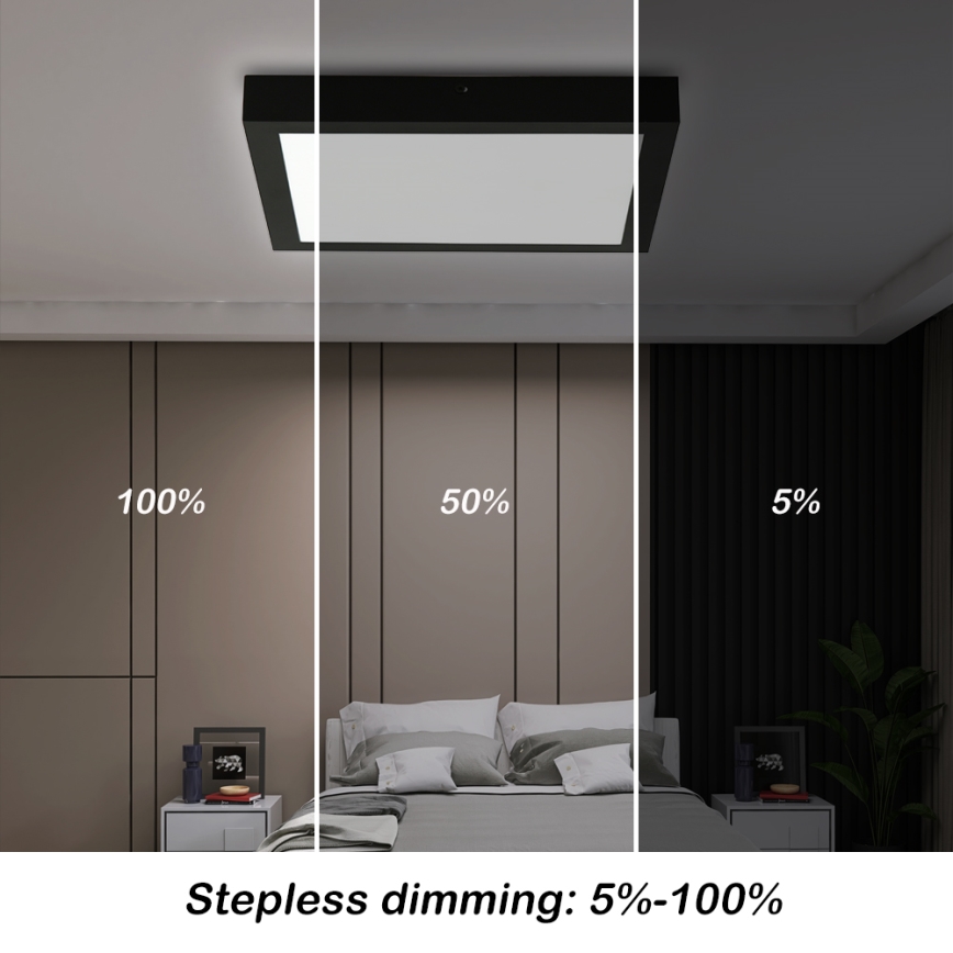 Brilagi - LED Stmívatelné koupelnové stropní svítidlo FRAME SMART LED/24W/230V 30x30 cm 3000-6000K IP44 černá + dálkové ovládání
