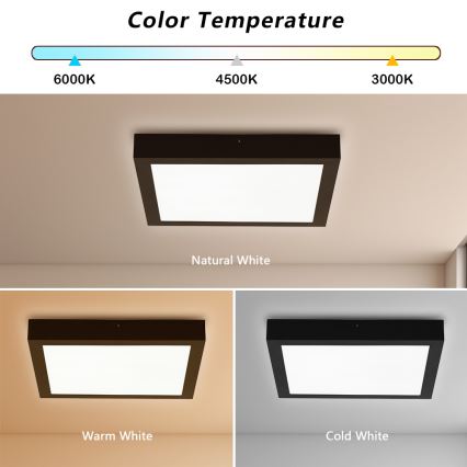 Brilagi - LED Stmívatelné koupelnové stropní svítidlo FRAME SMART LED/24W/230V 30x30 cm 3000-6000K IP44 černá + dálkové ovládání