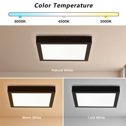 Brilagi - LED Stmívatelné koupelnové stropní svítidlo FRAME SMART LED/24W/230V 3000-6000K IP44 černá + dálkové ovládání