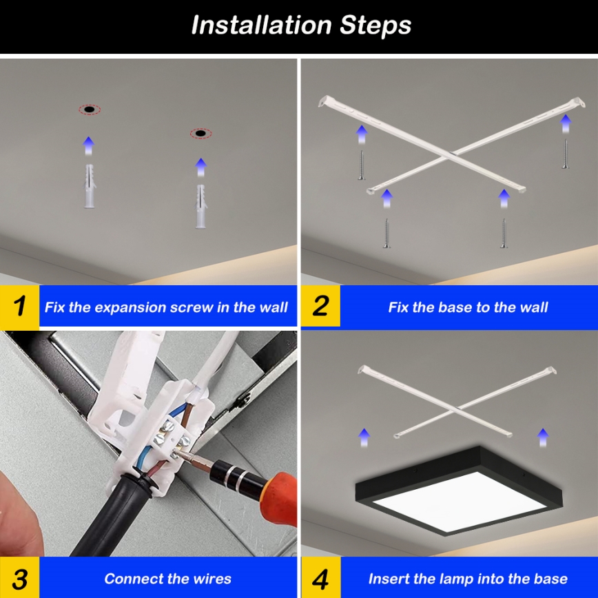 Brilagi - LED Stmívatelné koupelnové stropní svítidlo FRAME SMART LED/24W/230V 30x30 cm 3000-6000K IP44 černá + dálkové ovládání