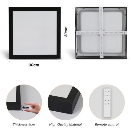 Brilagi - LED Stmívatelné koupelnové stropní svítidlo FRAME SMART LED/24W/230V 30x30 cm 3000-6000K IP44 černá + dálkové ovládání