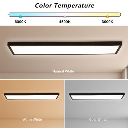 Brilagi - LED Stmívatelné koupelnové stropní svítidlo FRAME SMART LED/50W/230V 30x120 cm 3000-6000K IP44 černá + dálkové ovládání