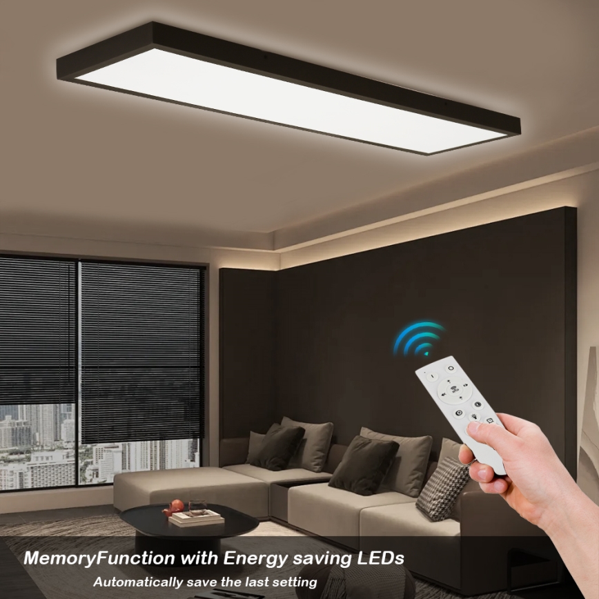 Brilagi - LED Stmívatelné koupelnové stropní svítidlo FRAME SMART LED/50W/230V 30x120 cm 3000-6000K IP44 černá + dálkové ovládání