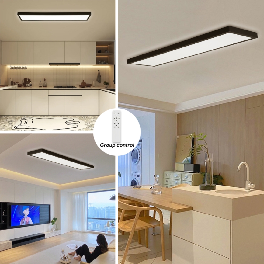 Brilagi - LED Stmívatelné koupelnové stropní svítidlo FRAME SMART LED/50W/230V 30x120 cm 3000-6000K IP44 černá + dálkové ovládání