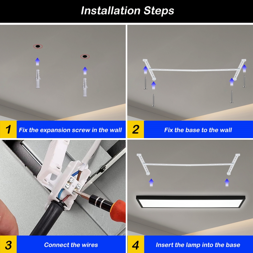 Brilagi - LED Stmívatelné koupelnové stropní svítidlo FRAME SMART LED/50W/230V 30x120 cm 3000-6000K IP44 černá + dálkové ovládání