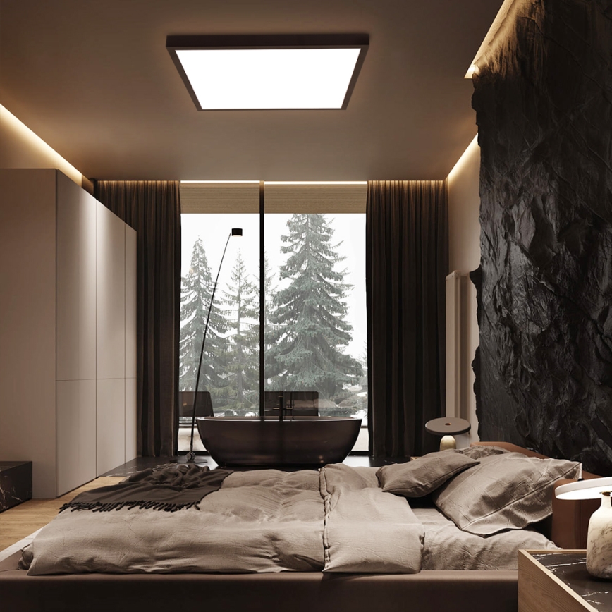Brilagi - LED Stmívatelné koupelnové stropní svítidlo FRAME SMART LED/50W/230V 60x60 cm 3000-6000K IP44 černá + dálkové ovládání