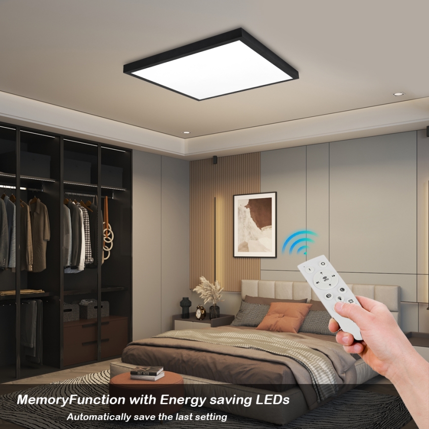 Brilagi - LED Stmívatelné koupelnové stropní svítidlo FRAME SMART LED/50W/230V 60x60 cm 3000-6000K IP44 černá + dálkové ovládání