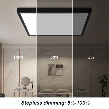 Brilagi - LED Stmívatelné koupelnové stropní svítidlo FRAME SMART LED/50W/230V 60x60 cm 3000-6000K IP44 černá + dálkové ovládání