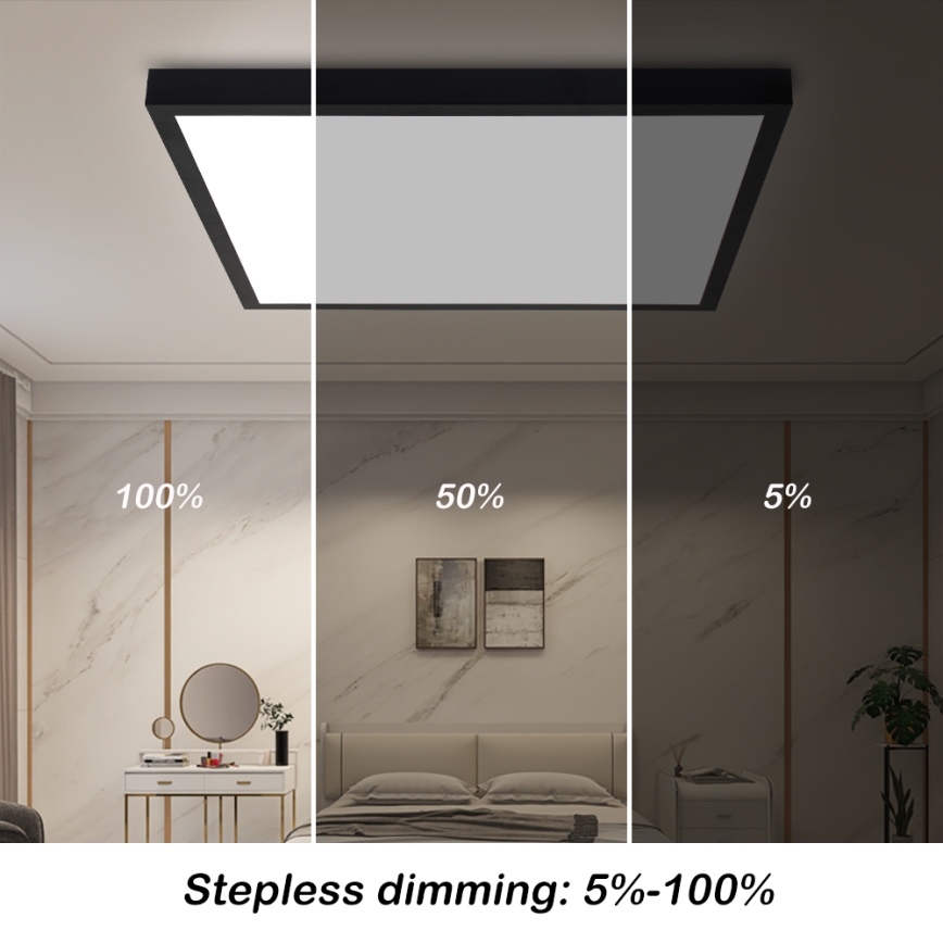 Brilagi - LED Stmívatelné koupelnové stropní svítidlo FRAME SMART LED/50W/230V 60x60 cm 3000-6000K IP44 černá + dálkové ovládání