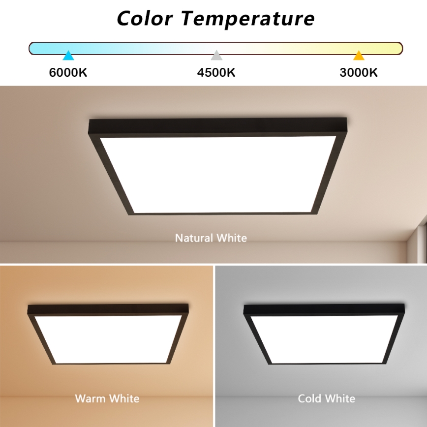 Brilagi - LED Stmívatelné koupelnové stropní svítidlo FRAME SMART LED/50W/230V 60x60 cm 3000-6000K IP44 černá + dálkové ovládání