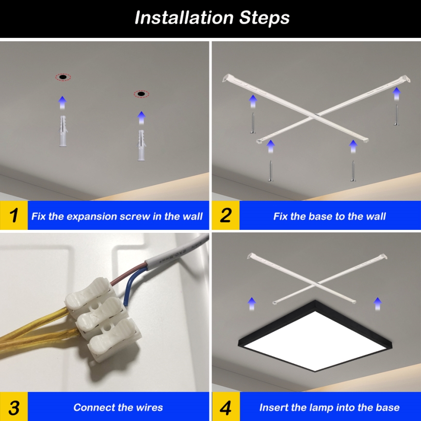 Brilagi - LED Stmívatelné koupelnové stropní svítidlo FRAME SMART LED/50W/230V 60x60 cm 3000-6000K IP44 černá + dálkové ovládání