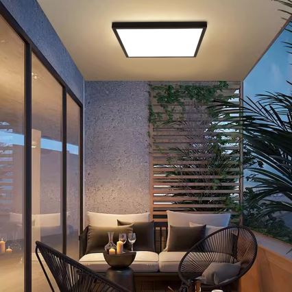Brilagi - LED Stmívatelné koupelnové stropní svítidlo FRAME SMART LED/50W/230V 60x60 cm 3000-6000K IP44 černá + dálkové ovládání