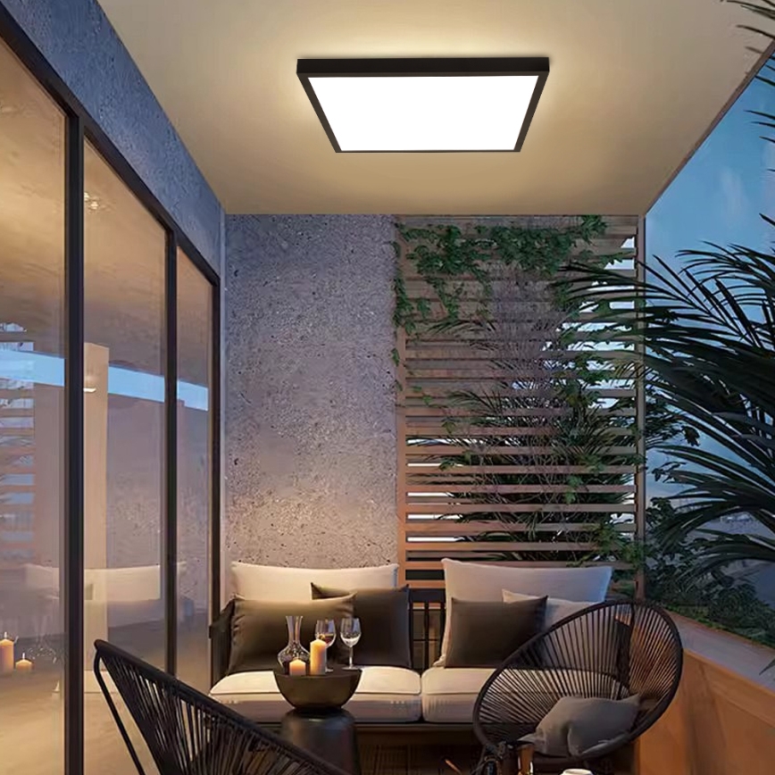 Brilagi - LED Stmívatelné koupelnové stropní svítidlo FRAME SMART LED/50W/230V 60x60 cm 3000-6000K IP44 černá + dálkové ovládání