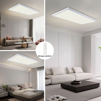 Brilagi - LED Stmívatelné koupelnové stropní svítidlo FRAME SMART LED/96W/230V 120x60 cm 3000-6000K IP44 bílá + dálkové ovládání