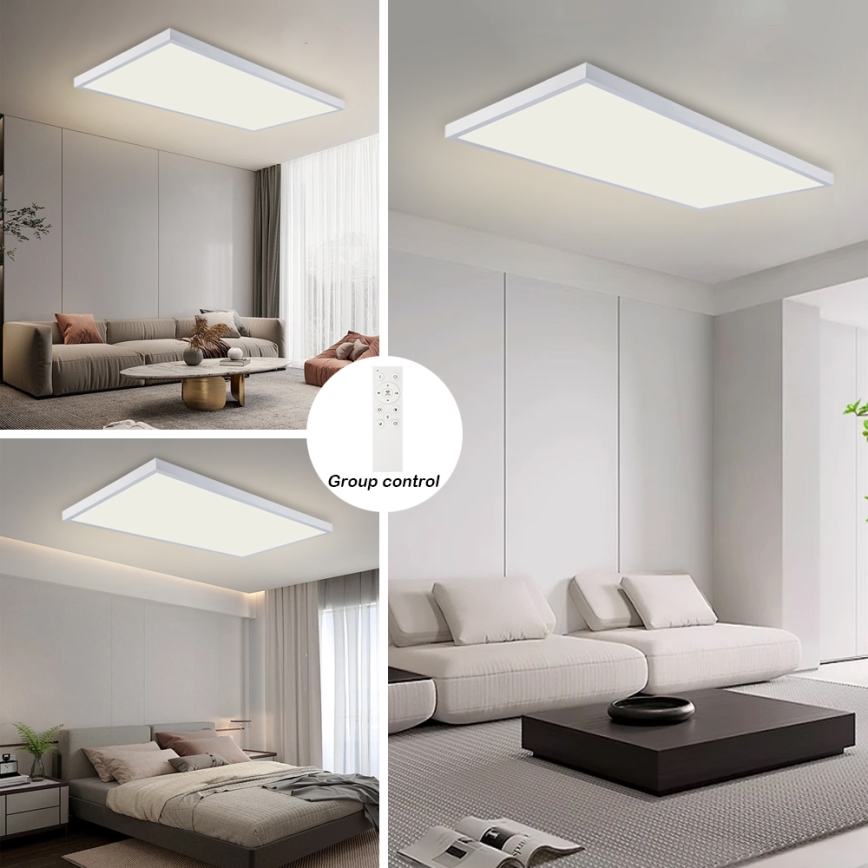 Brilagi - LED Stmívatelné koupelnové stropní svítidlo FRAME SMART LED/96W/230V 120x60 cm 3000-6000K IP44 bílá + dálkové ovládání