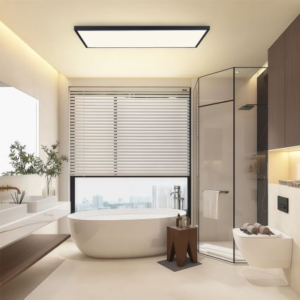 Brilagi - LED Stmívatelné koupelnové stropní svítidlo FRAME SMART LED/96W/230V 120x60 cm 3000-6000K IP44 černá + dálkové ovládání