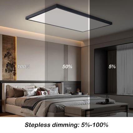 Brilagi - LED Stmívatelné koupelnové stropní svítidlo FRAME SMART LED/96W/230V 120x60 cm 3000-6000K IP44 černá + dálkové ovládání
