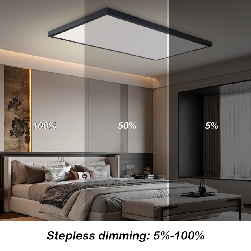Brilagi - LED Stmívatelné koupelnové stropní svítidlo FRAME SMART LED/96W/230V 120x60 cm 3000-6000K IP44 černá + dálkové ovládání