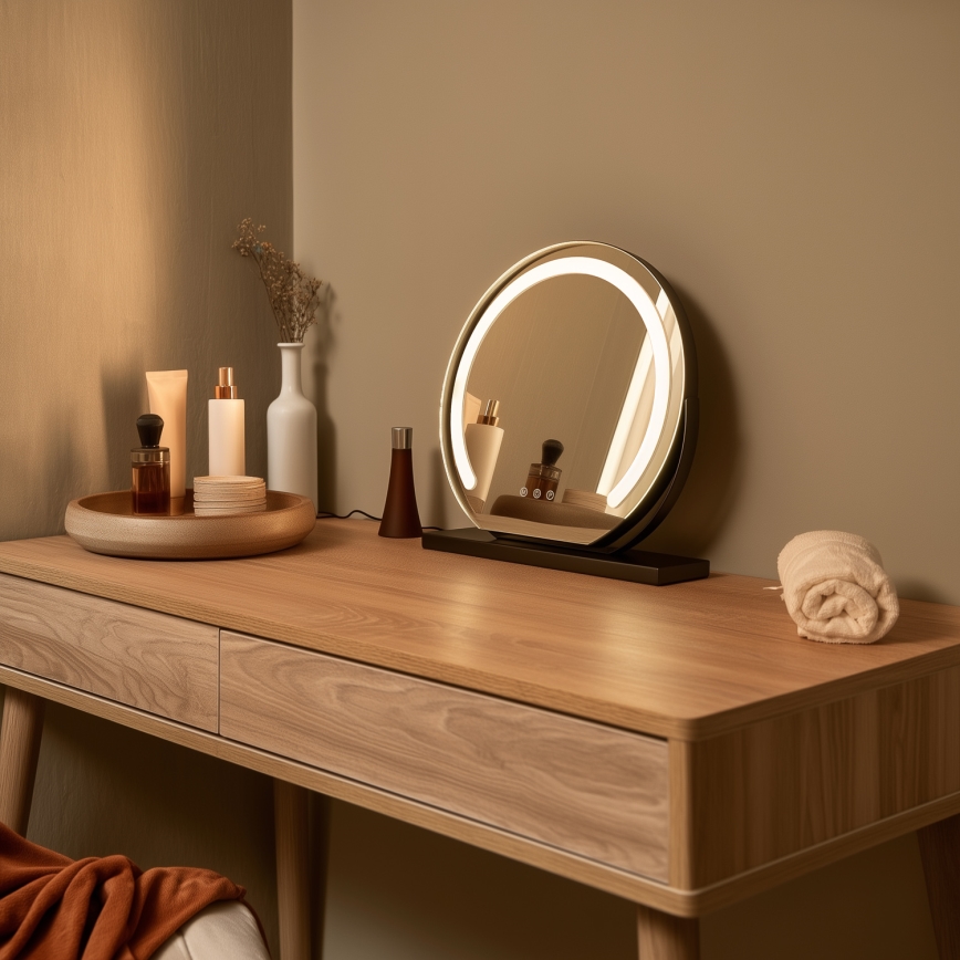 BRILAGI - LED Stmívatelné make-up zrcadlo CALIFORNIA LED/14W/230V 3000/4000/6500K 44x40 cm černá