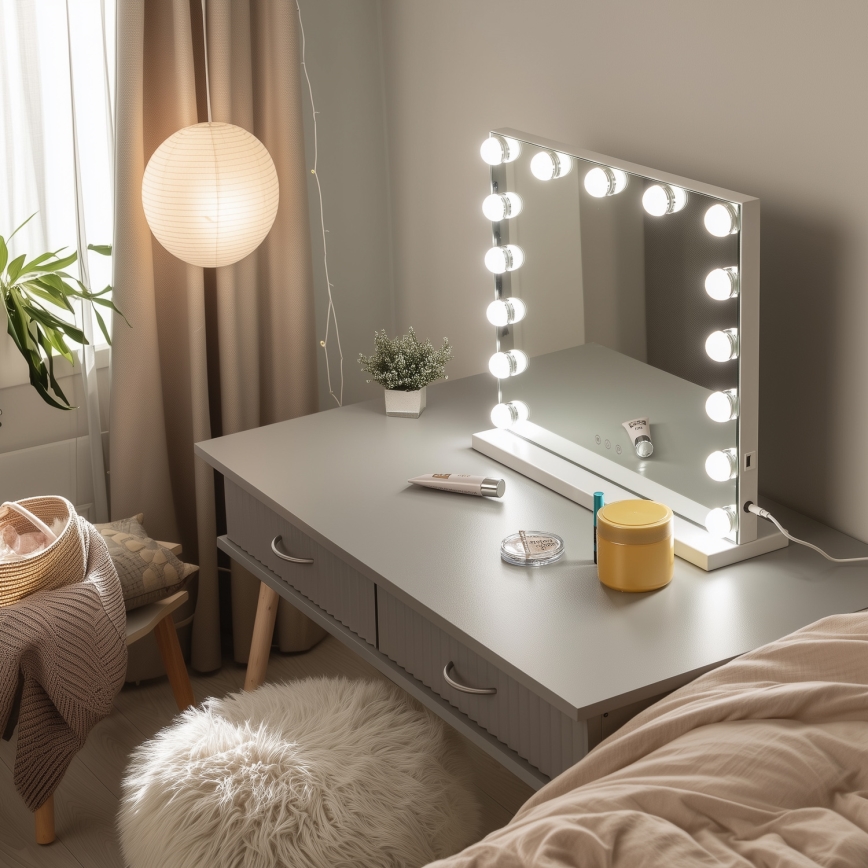 Brilagi - LED Stmívatelné make-up zrcadlo HOLLYWOOD LED/15W/230V 3000/4000/6500K bílá