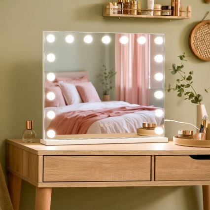 BRILAGI - LED Stmívatelné make-up zrcadlo HOLLYWOOD LED/15W/230V CCT + 2x USB 60x50 cm bílá